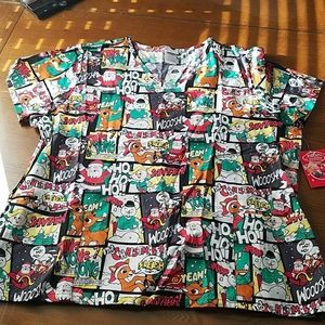 New Rudolph the Red Nosed Reindeer nurse scrub top Christmas holiday